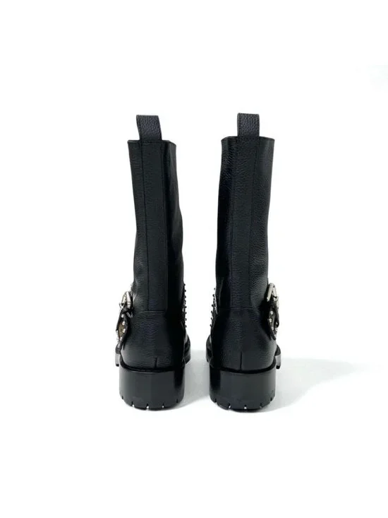 Louis Vuitton Monogram Boots Short Shoes Leather Black Brown Logo Belt - Picture 5 of 10